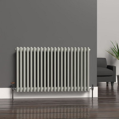 Lux Heat Dove Grey Horizontal 3 Column Traditional Radiator 600mm (H) x ...