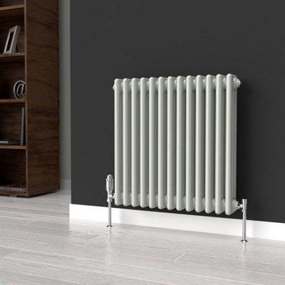 Lux Heat Dove Grey Horizontal 3 Column Traditional Radiator 600mm (H) x ...