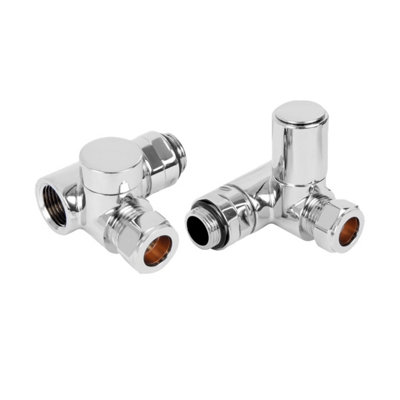Lux Heat Dual-Fuel Corner Chrome Manual Round Radiator Valve Set