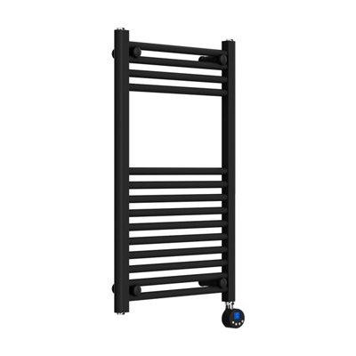 Lux Heat Electric Black Ladder Towel Radiator 800mm (H) x 500mm (W)