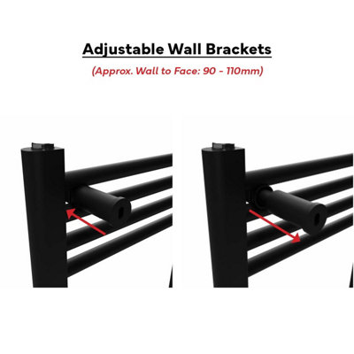 Lux Heat Electric Black Ladder Towel Radiator 800mm (H) x 600mm (W)