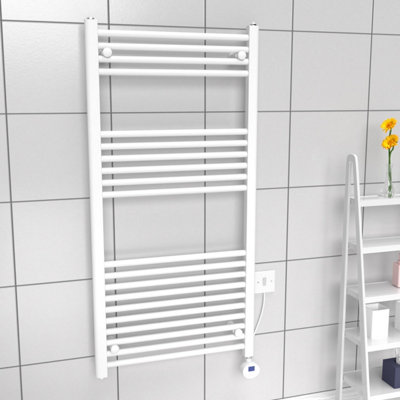 Lux Heat Electric White Ladder Towel Radiator 1200mm (H) x 600mm (W)