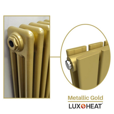 Lux Heat Flat Horizontal Radiator Metallic Gold 400mm x 1470mm Double ...