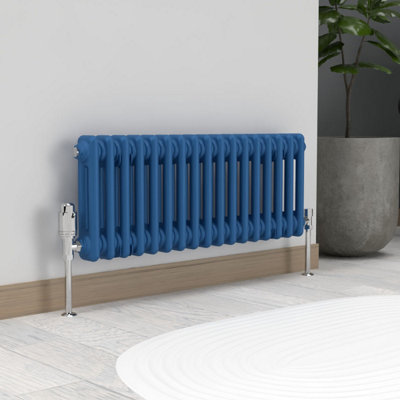 Lux Heat Galaxy Blue Horizontal 2 Column Traditional Radiator 300mm (H ...