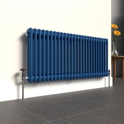 Lux Heat Galaxy Blue Horizontal 2 Column Traditional Radiator 500mm (H ...
