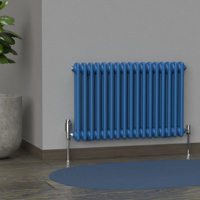Lux Heat Galaxy Blue Horizontal 2 Column Traditional Radiator 500mm (H ...
