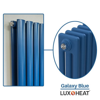 Lux Heat Galaxy Blue Horizontal 3 Column Traditional Radiator 300mm (H ...
