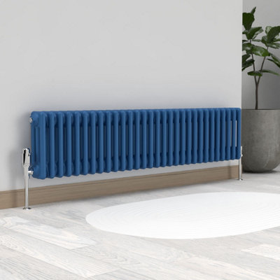 Lux Heat Galaxy Blue Horizontal 3 Column Traditional Radiator 300mm (H ...