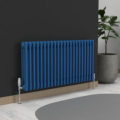 Lux Heat Galaxy Blue Horizontal 3 Column Traditional Radiator 500mm (H ...