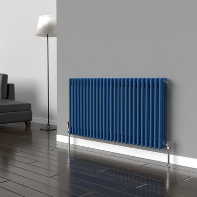 Lux Heat Galaxy Blue Horizontal 3 Column Traditional Radiator 600mm (H ...