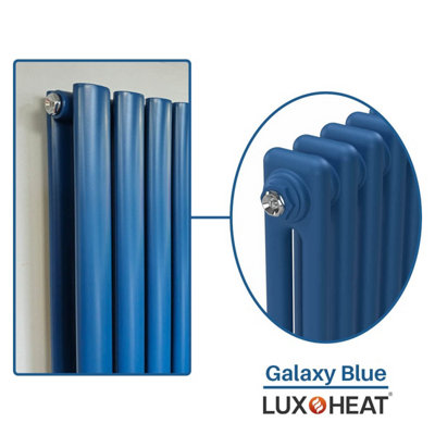 Lux Heat Galaxy Blue Vertical 2 Column Traditional Radiator 1500mm (H ...
