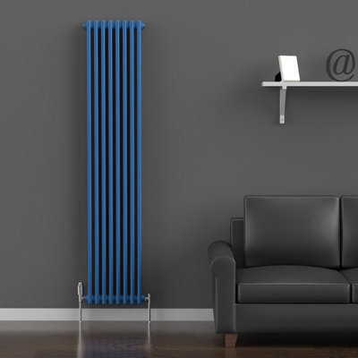 Lux Heat Galaxy Blue Vertical 2 Column Traditional Radiator 1800mm (H ...