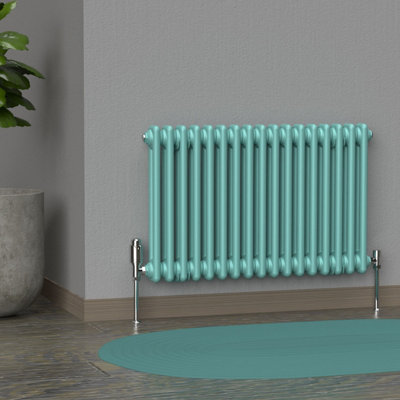 Lux Heat Light Aqua Green Horizontal 2 Column Traditional Radiator ...