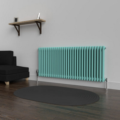 Lux Heat Light Aqua Green Horizontal 2 Column Traditional Radiator ...