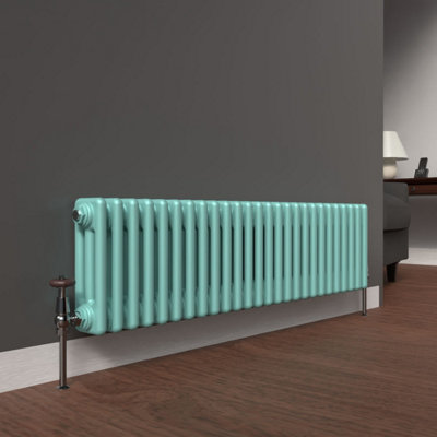 Lux Heat Light Aqua Green Horizontal 3 Column Traditional Radiator ...
