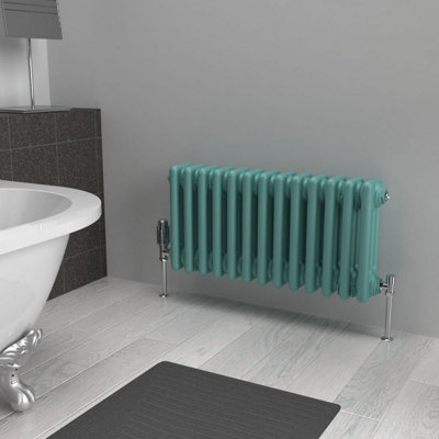 Lux Heat Light Aqua Green Horizontal 3 Column Traditional Radiator ...