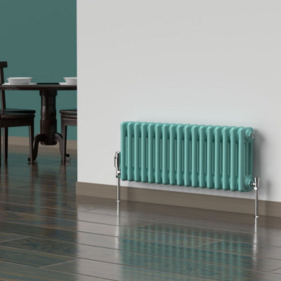 Lux Heat Light Aqua Green Horizontal 3 Column Traditional Radiator ...