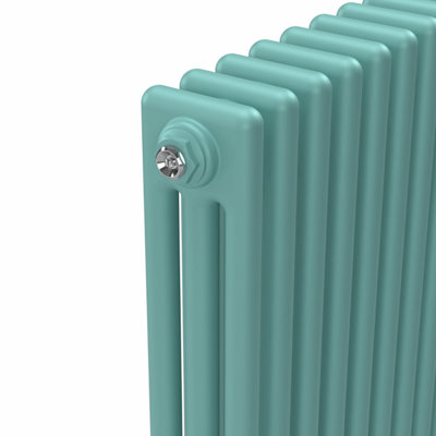 Lux Heat Light Aqua Green Horizontal 3 Column Traditional Radiator ...