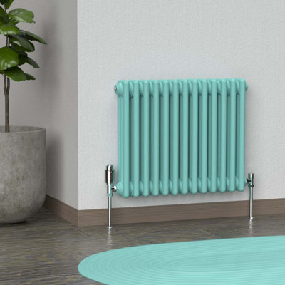 Lux Heat Light Aqua Green Horizontal 3 Column Traditional Radiator ...