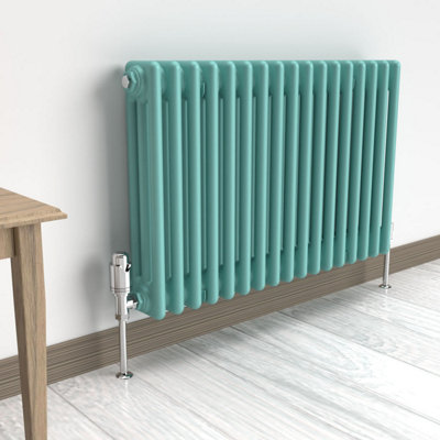 Lux Heat Light Aqua Green Horizontal 3 Column Traditional Radiator ...