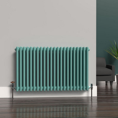 Lux Heat Light Aqua Green Horizontal 3 Column Traditional Radiator ...