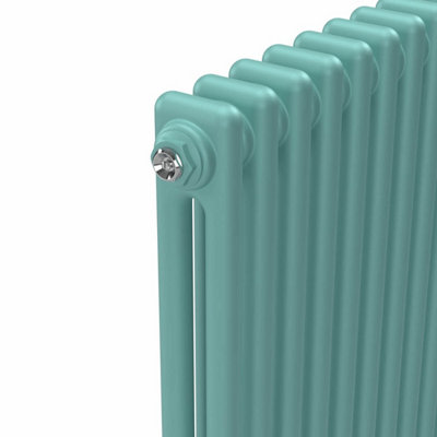 Lux Heat Light Aqua Green Vertical 2 Column Traditional Radiator 1500mm ...