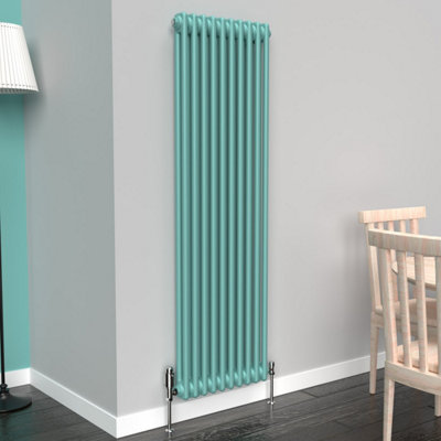 Lux Heat Light Aqua Green Vertical 2 Column Traditional Radiator 1500mm ...