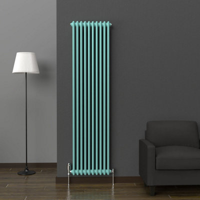 Lux Heat Light Aqua Green Vertical 2 Column Traditional Radiator 1800mm ...
