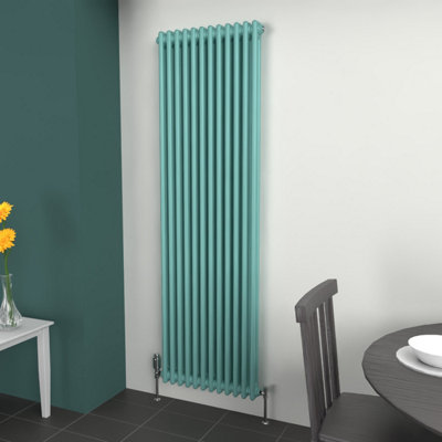 Lux Heat Light Aqua Green Vertical 2 Column Traditional Radiator 1800mm ...