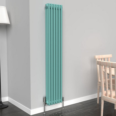 Lux Heat Light Aqua Green Vertical 3 Column Traditional Radiator 1500mm ...