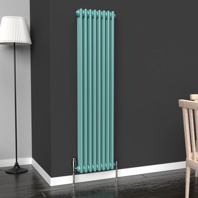 Lux Heat Light Aqua Green Vertical 3 Column Traditional Radiator 1500mm ...
