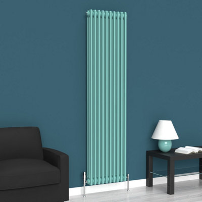 Lux Heat Light Aqua Green Vertical 3 Column Traditional Radiator 1800mm ...
