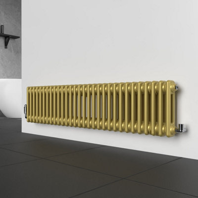 Lux Heat Metallic Gold Horizontal 2 Column Traditional Radiator 300mm ...