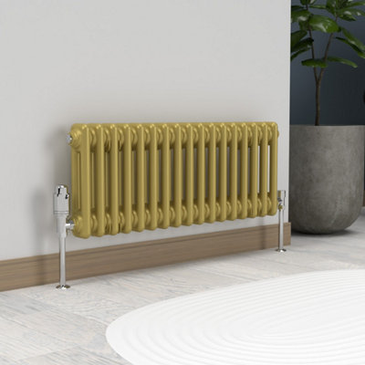 Lux Heat Metallic Gold Horizontal 2 Column Traditional Radiator 300mm ...