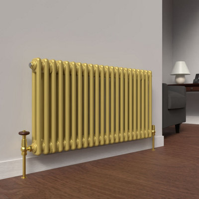 Lux Heat Metallic Gold Horizontal 2 Column Traditional Radiator 500mm ...
