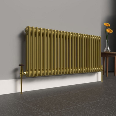 Lux Heat Metallic Gold Horizontal 2 Column Traditional Radiator 500mm ...