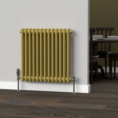 LUX HEAT METALLIC GOLD HORIZONTAL 2 COLUMN TRADITIONAL RADIATOR 600MM ...