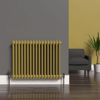 Lux Heat Metallic Gold Horizontal 2 Column Traditional Radiator 600mm ...