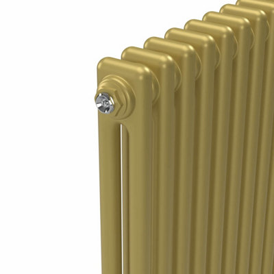 Lux Heat Metallic Gold Horizontal 2 Column Traditional Radiator 600mm ...