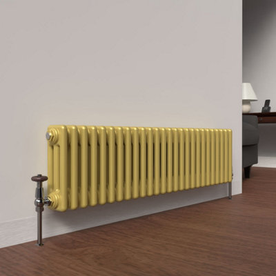Lux Heat Metallic Gold Horizontal 3 Column Traditional Radiator 300mm ...