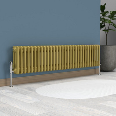 Lux Heat Metallic Gold Horizontal 3 Column Traditional Radiator 300mm ...