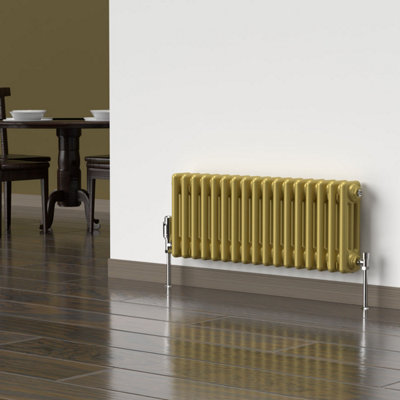 Lux Heat Metallic Gold Horizontal 3 Column Traditional Radiator 300mm ...