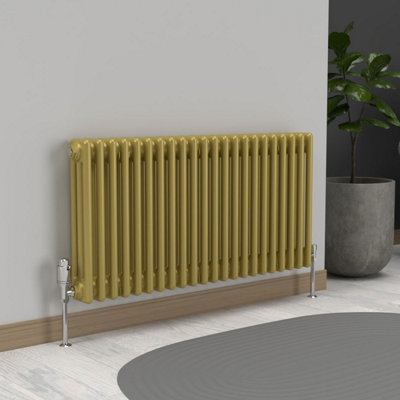 Lux Heat Metallic Gold Horizontal 3 Column Traditional Radiator 500mm ...