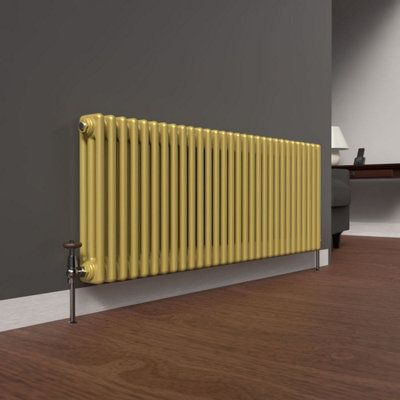 Lux Heat Metallic Gold Horizontal 3 Column Traditional Radiator 500mm ...