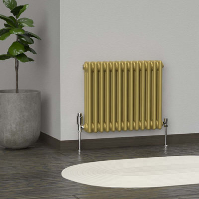 Lux Heat Metallic Gold Horizontal 3 Column Traditional Radiator 500mm ...