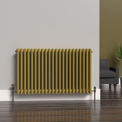 Lux Heat Metallic Gold Horizontal 3 Column Traditional Radiator 600mm ...