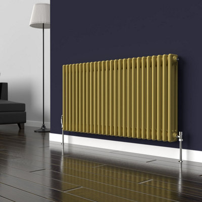 Lux Heat Metallic Gold Horizontal 3 Column Traditional Radiator 600mm ...