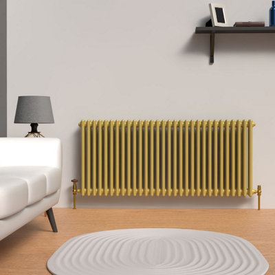 Lux Heat Metallic Gold Horizontal 3 Column Traditional Radiator 600mm ...