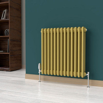 Lux Heat Metallic Gold Horizontal 3 Column Traditional Radiator 600mm ...