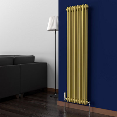 Lux Heat Metallic Gold Vertical 2 Column Traditional Radiator 1500mm (H ...